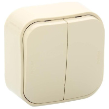 Выключатель 2кл 10А  Quteo Legrand цвет слоновая кость