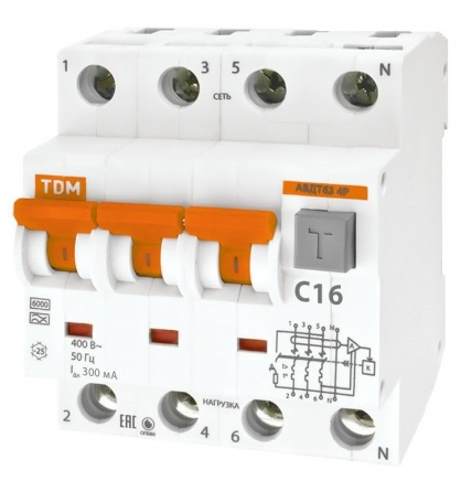 АВДТ 63 4Р С16 30мА - Автоматический Выключатель Дифференциального тока  ТДМ фото 1