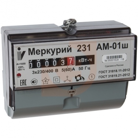 3ф Меркурий 231 AМ-01 Ш 5(60)А 380В к.т.1,0) фото 1