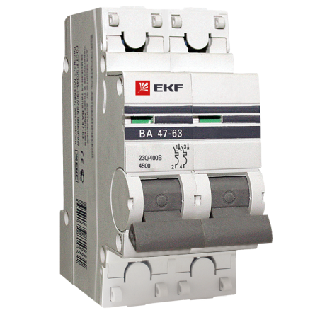 Автоматический выключатель ВА 47-63, 2P 20А (C) 4,5kA EKF фото 1