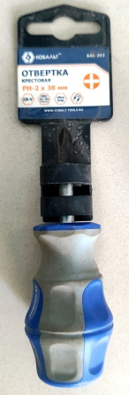 Отвертка крестовая Ultra Grip PH-2х38 мм CR-V, двухкомпонентная рукоятка КОБАЛЬТ 646-393 фото 1