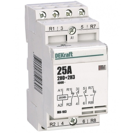 Модульный контактор 2НО 25А 230В МК-103 DEKraft  фото 1