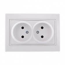 Розетка двойная б/з цвет белый Lezard Mira фото 1