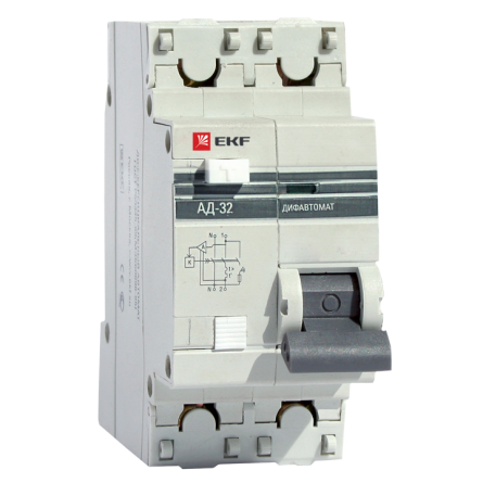 Диф.автомат АД-32 1P+N 10A/30мА EKF PROxima фото 1