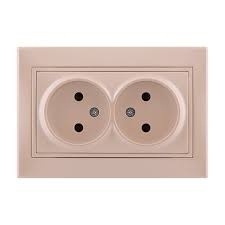 Розетка двойная б/з цвет кремовый Lezard Mira фото 1