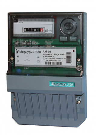 Счетчик электрической энергии трехфазный Меркурий 230 АМ-03 5(7,5)А 380В к.т.0,5S фото 1