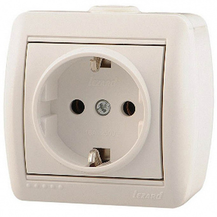Розетка с/з керамика цвет кремовый  Lezard Nata фото 1